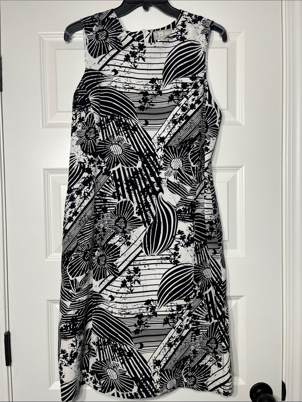 Vintage Harvey Benard Silk 2 Pc Dress Blazer Suit Set Size 10 Black White